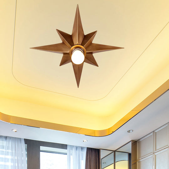 Contemporary Black/Bronze Anise Star Flush Ceiling Light - 1 Head Stairway Mount Fixture