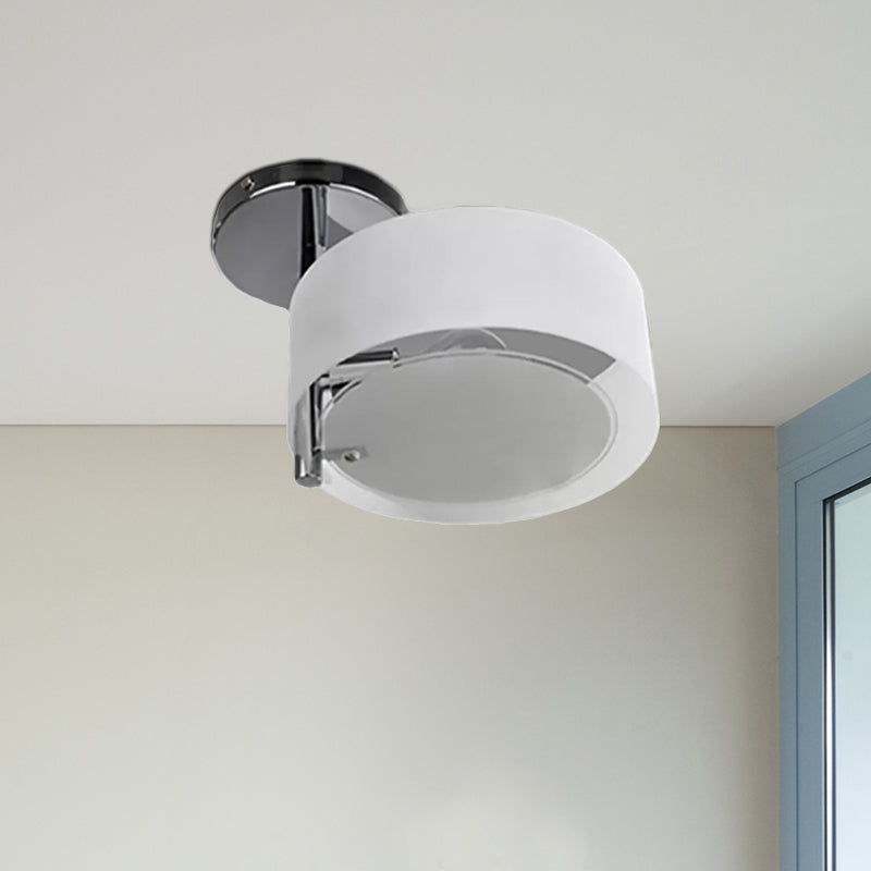 Semi Flush Ceiling Light Fixture - Stunning Drum Acrylic Shade 1/2/3 Lights Modern Silver Design