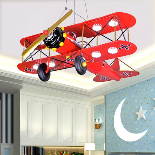 Bright Metal Glider Ceiling Mount Light: Vibrant Flush Light For Boys Bedroom Red