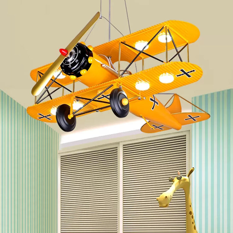 Bright Metal Glider Ceiling Mount Light: Vibrant Flush Light For Boys Bedroom Yellow