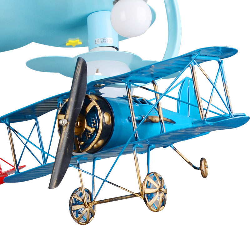 Contemporary Cloud & Glider Semi Flush Mount Ceiling Light For Kindergarten