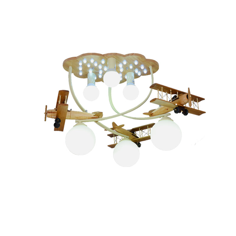 Contemporary Cloud & Glider Semi Flush Mount Ceiling Light For Kindergarten