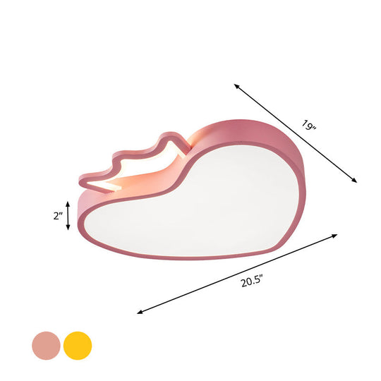 Cartoon Style Pink/Gold Heart Led Ceiling Light Fixture