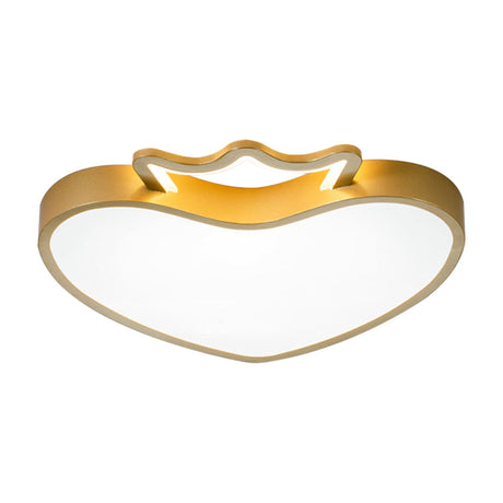Cartoon Style Pink/Gold Heart Led Ceiling Light Fixture