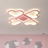 Contemporary Black/Pink Led Nursery Flush Mount Lamp With Heart-Shaped Acrylic Shade Pink