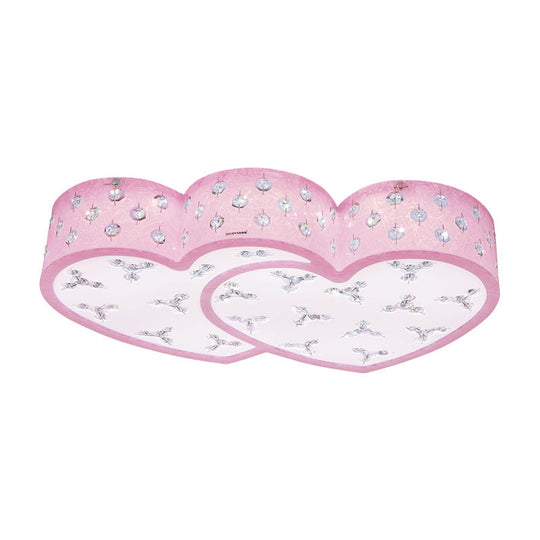 Modern Pink Led Flush Lamp: Heart - Shaped Ceiling Fixture With Acrylic Shade