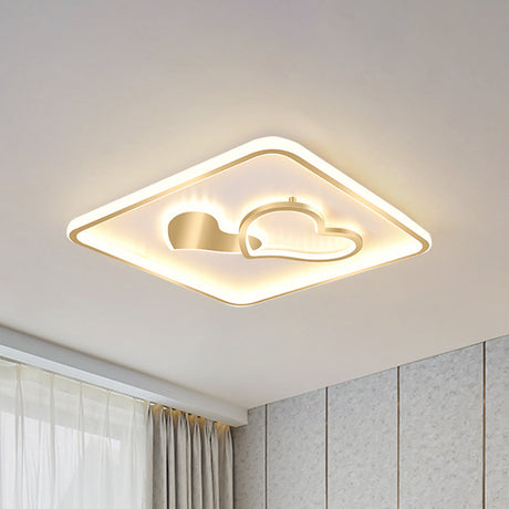 Led Flush Mount Ceiling Lamp Fixture - Acrylic Square Design Gold 16/19.5 Width / 16