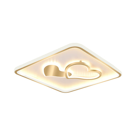 Led Flush Mount Ceiling Lamp Fixture - Acrylic Square Design Gold 16’/19.5’ Width