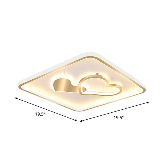 Led Flush Mount Ceiling Lamp Fixture - Acrylic Square Design Gold 16’/19.5’ Width