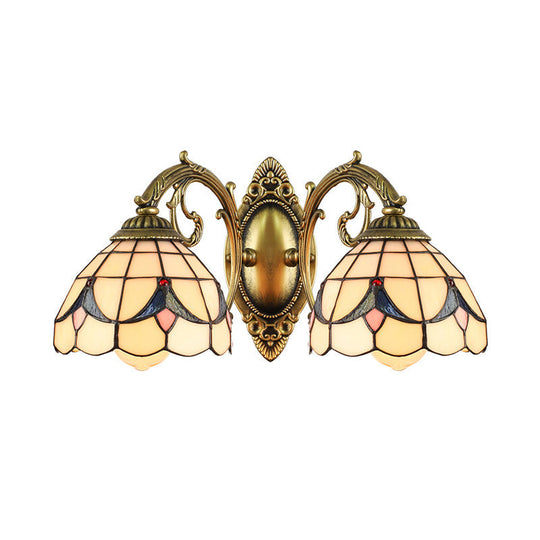 Magnolia White/Beige Tiffany Sconce Light For Living Room