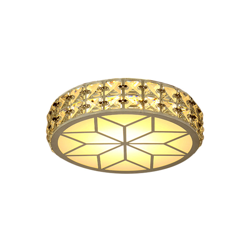 Modern Crystal Block Circle Led Ceiling Light 6.5’/8.5’ Width Gold Flush Mount Fixture