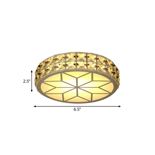 Modern Crystal Block Circle Led Ceiling Light 6.5’/8.5’ Width Gold Flush Mount Fixture