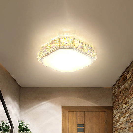 Minimalist Crystal Led Flush Lamp In Black/White: Square/Round Ceiling Mount Light Fixture

Note: