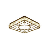 Chrome Led Crystal Block Ceiling Flush Lamp For Modern Living Room