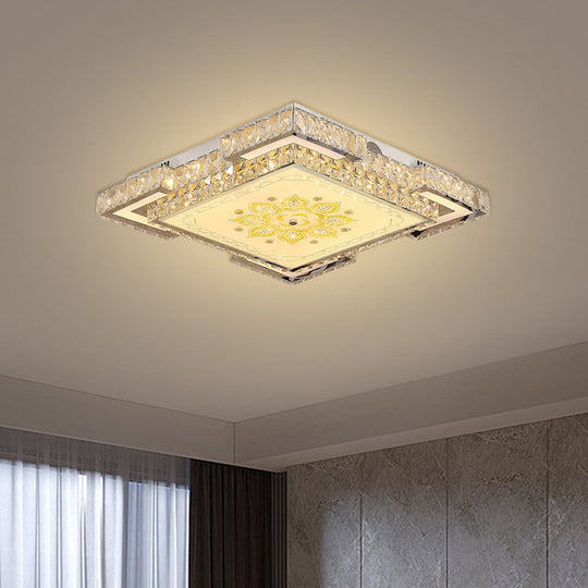 Minimalist Crystal Led Flush Mount Ceiling Fixture In Chrome
Or
Faceted Chrome
