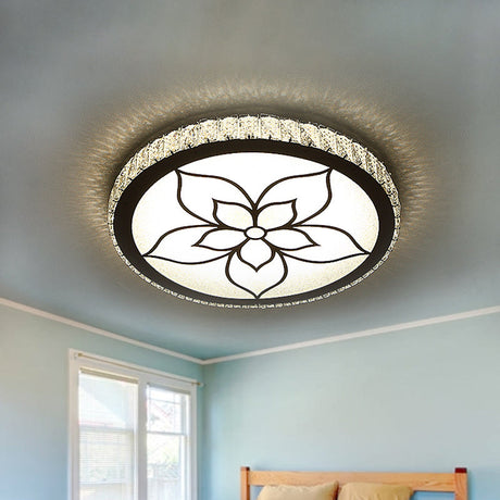 Sleek Led Flush Mount Ceiling Light With Crystal Rectangle Shade Chrome