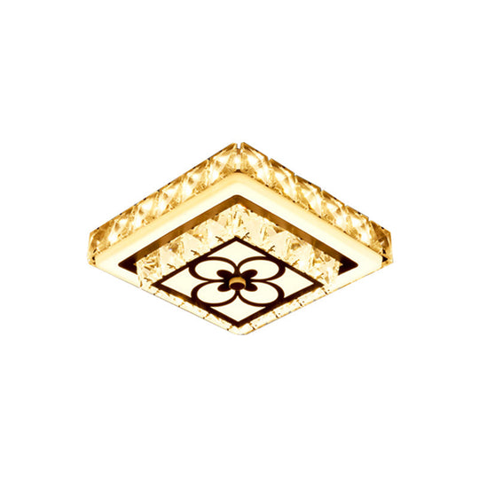 Modern Crystal Flush Mount Led Ceiling Lamp In Chrome For Corridors