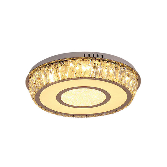 Round Crystal Block Led Ceiling Mount Light In Chrome – Enhancing Simplicity For Living Room
