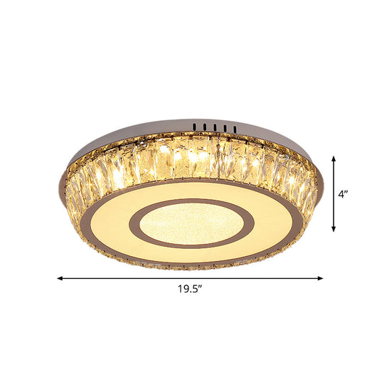 Round Crystal Block Led Ceiling Mount Light In Chrome – Enhancing Simplicity For Living Room