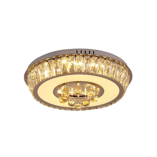 Round Crystal Block Led Ceiling Mount Light In Chrome – Enhancing Simplicity For Living Room