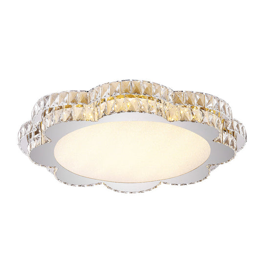 Modern Clear Crystal Flower/Octagon Led Flushmount Ceiling Lamp Minimalistic Stainless-Steel Design