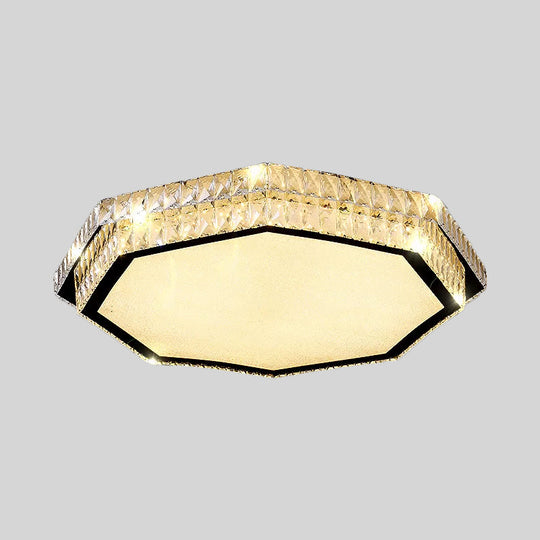 Modern Clear Crystal Flower/Octagon Led Flushmount Ceiling Lamp Minimalistic Stainless-Steel Design