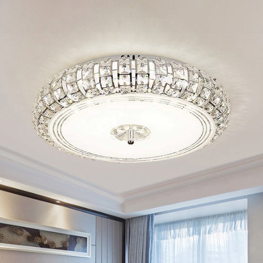Modern Chrome/Gold Led Crystal Ceiling Mounted Light Flushmount Design 15’/19’ Width