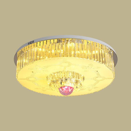 Modern Chrome Led Crystal Flush Mount Light Fixture For Parlor Ceiling - Rectangular Shape