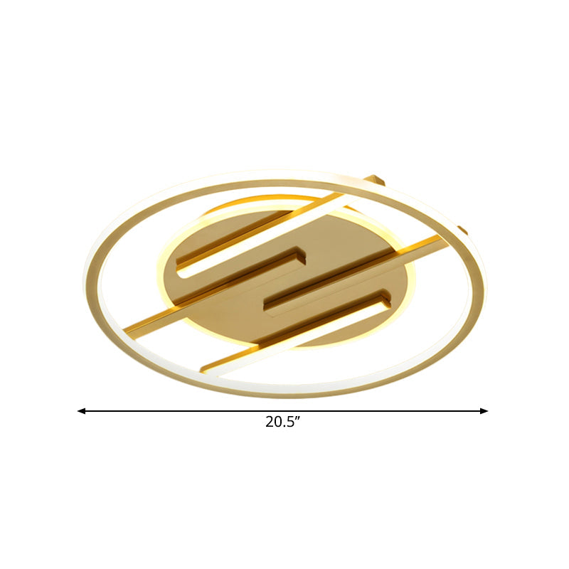 Gold Led Bedroom Ceiling Lamp: Simplicity Circle Flush Light Fixture - Aluminum 16.5’/20.5’ Width