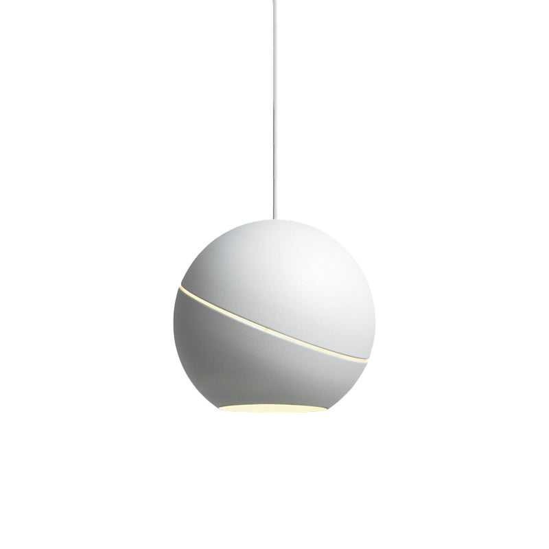 Minimalist Metallic Pendant Light For Living Room - Black/Pewter Spherical Hanging Fixture