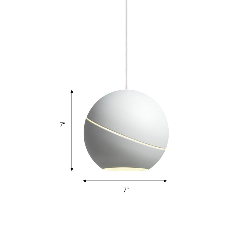 Minimalist Metallic Pendant Light For Living Room - Black/Pewter Spherical Hanging Fixture