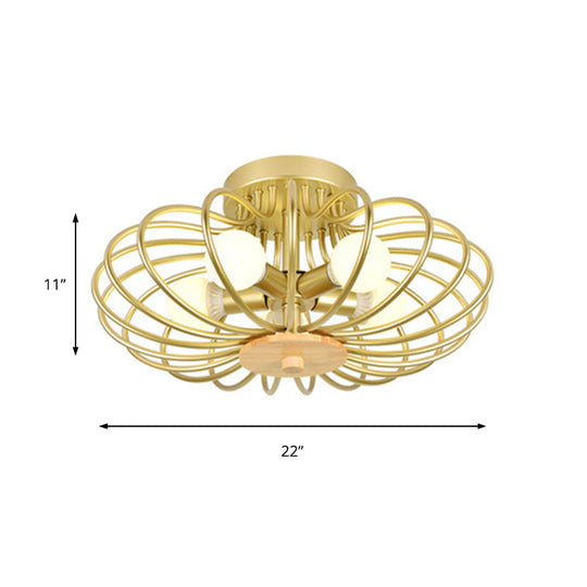 Contemporary Melon Flush Mount Light In Gold - Perfect For Corridors