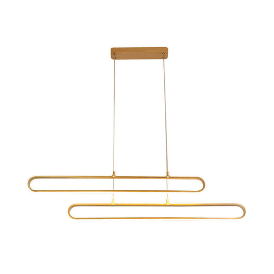 Golden Led Aluminum Island Pendant Light - Modern Elliptical Design Warm/White 39/47