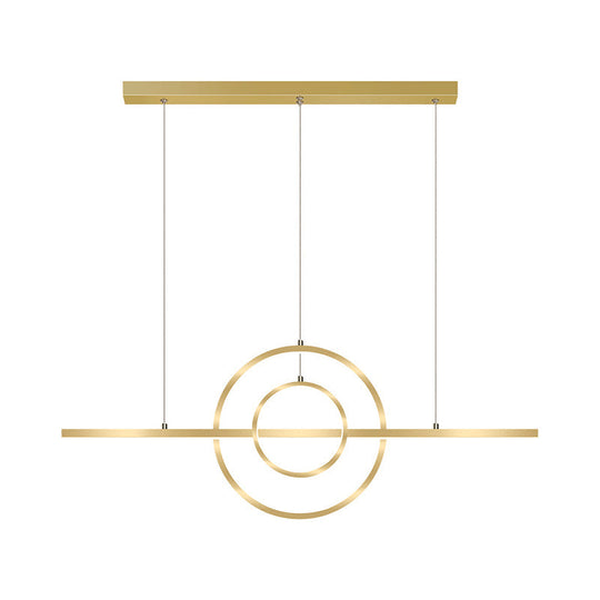 Modern Gold 2-Ring Led Island Pendant Lamp With Warm/White Light - Perfect For Dining Room