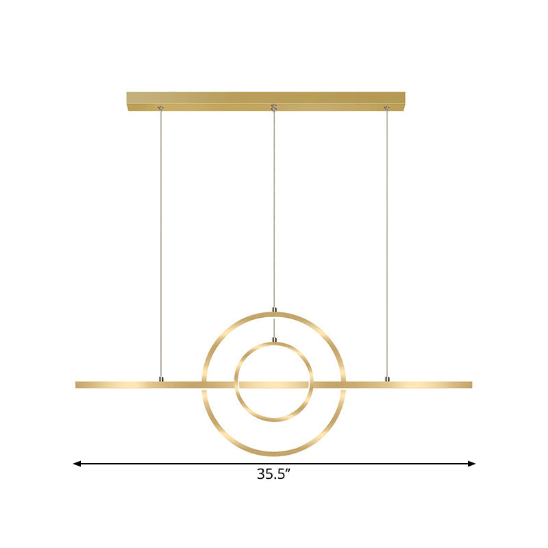 Modern Gold 2-Ring Led Island Pendant Lamp With Warm/White Light - Perfect For Dining Room