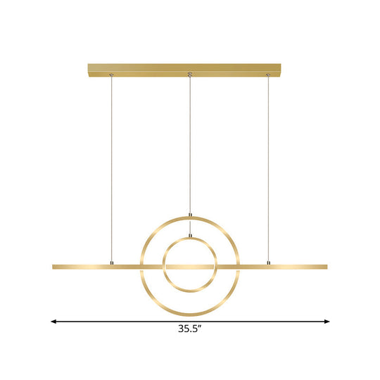 Modern Gold 2-Ring Led Island Pendant Lamp With Warm/White Light - Perfect For Dining Room