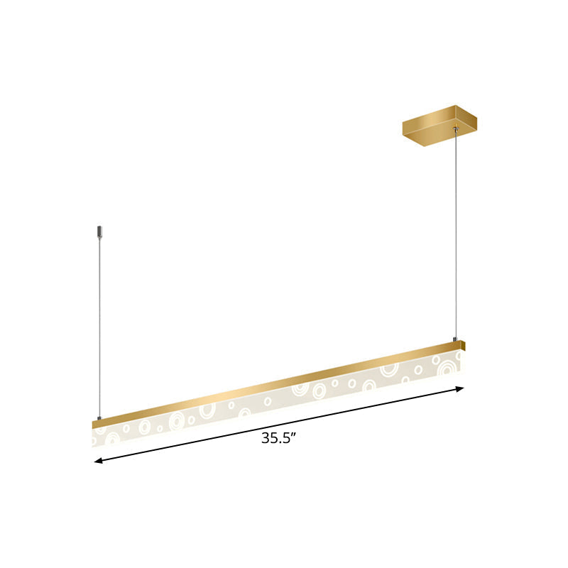 35.5/47 L Island Lamp Aluminum Dining Room Led Hanging Light Fixture In Gold Warm/White