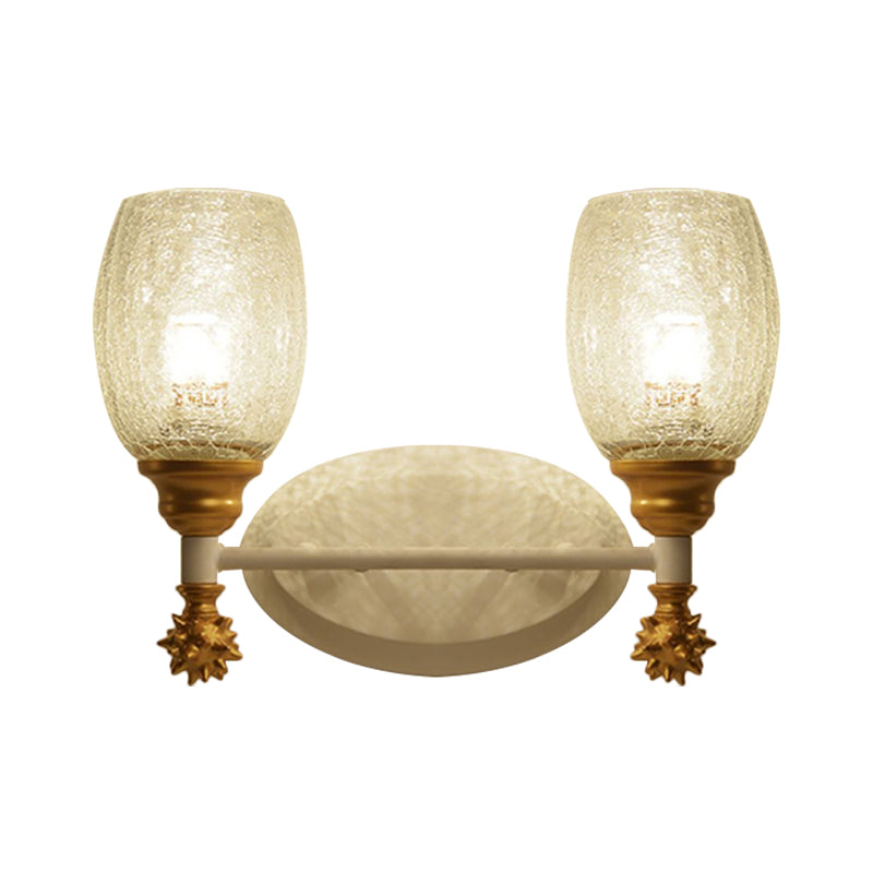 Rustic Wall Mounted Bedside Lamp With Oval Crackle Glass Shade - Rural Blue/Gold/Dark Blue Lighting