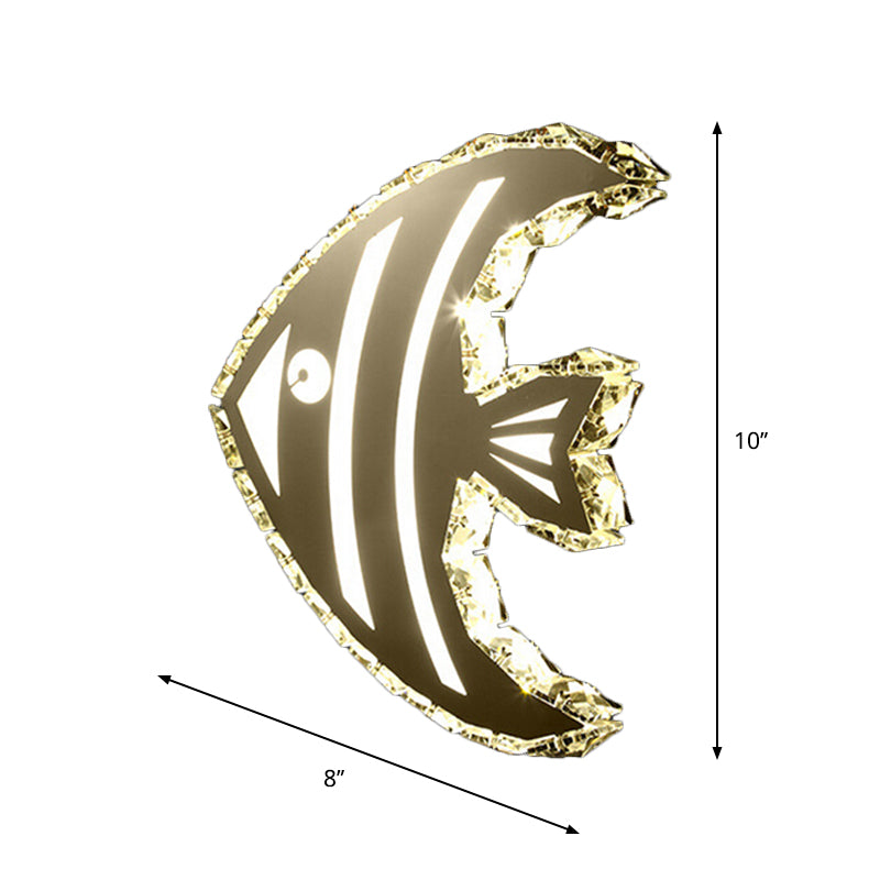 Contemporary Led Stainless-Steel Wall Sconce With Crystal Shade In Warm/White Light For Corridors