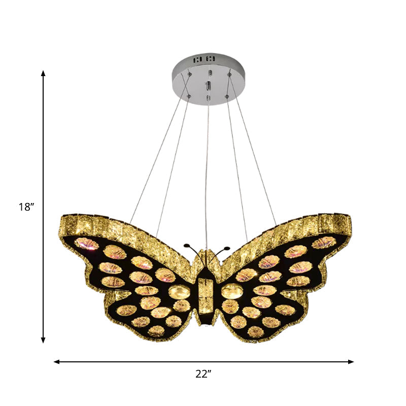 Modern Led Clear Crystal Butterfly Suspension Chandelier In Warm/White Light