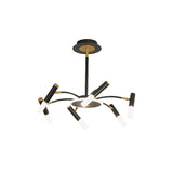 Metallic Tube Hanging Chandelier - Retro 6/8/10-Head Black-Gold Warm/White Suspension Lighting
