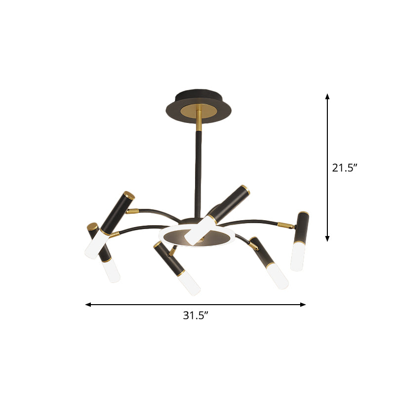 Retro Tube Metallic Chandelier - Black-Gold Suspension Lighting Warm/White Light (6/8/10 Heads)