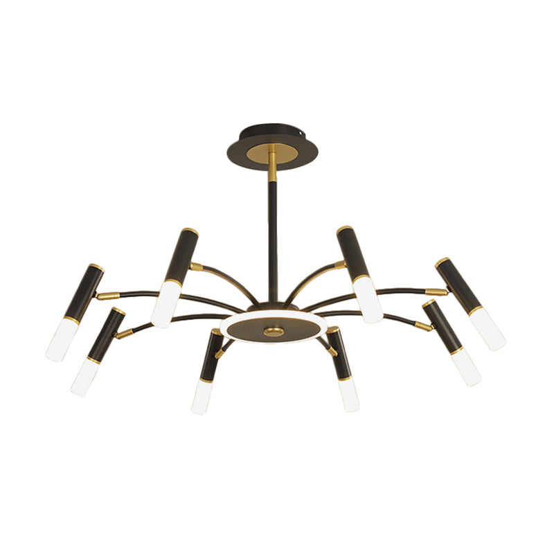Retro Tube Metallic Chandelier - Black-Gold Suspension Lighting Warm/White Light (6/8/10 Heads)