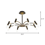 Retro Tube Metallic Chandelier - Black-Gold Suspension Lighting Warm/White Light (6/8/10 Heads)