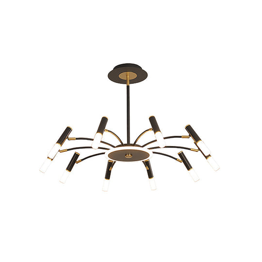 Metallic Tube Hanging Chandelier - Retro 6/8/10-Head Black-Gold Warm/White Suspension Lighting