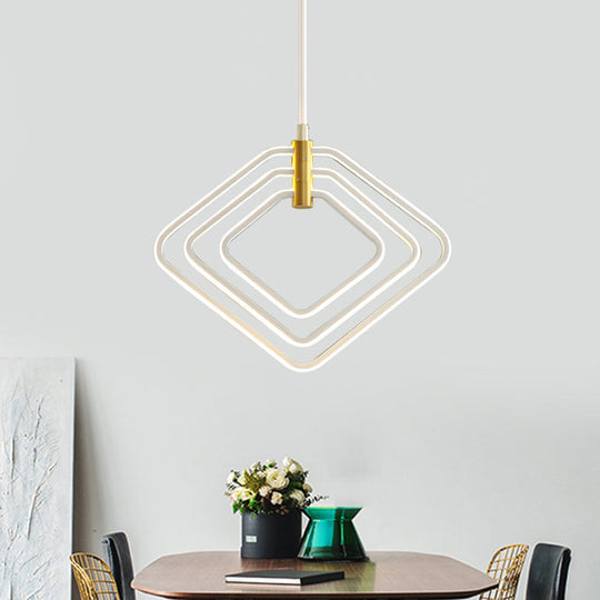 Modern Rhombus Chandelier Lamp - 13’/16’ W Led Ceiling Pendant Light For Dining Room Black/White