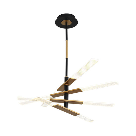 Modern Led Pendant Chandelier In Black-Gold Warm/White Light - 31.5’/35.5’ Wide