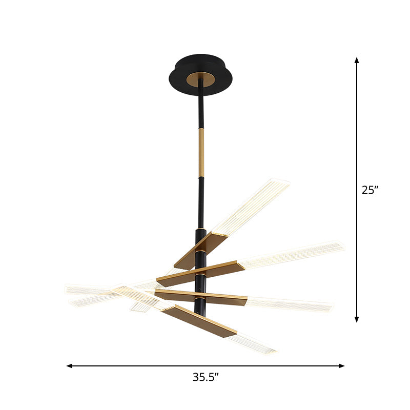 Modern Led Pendant Chandelier In Black-Gold Warm/White Light - 31.5’/35.5’ Wide