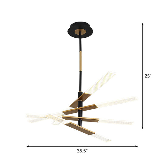 Modern Led Pendant Chandelier In Black-Gold Warm/White Light - 31.5’/35.5’ Wide