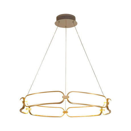 Minimalist Metallic Led Chandelier For Ceiling With Circular Design - Gold Finish Warm/White Light